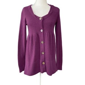 Vince Sweater‎ Womens Small Purple 100% Cashmere Button Front Long Cardigan